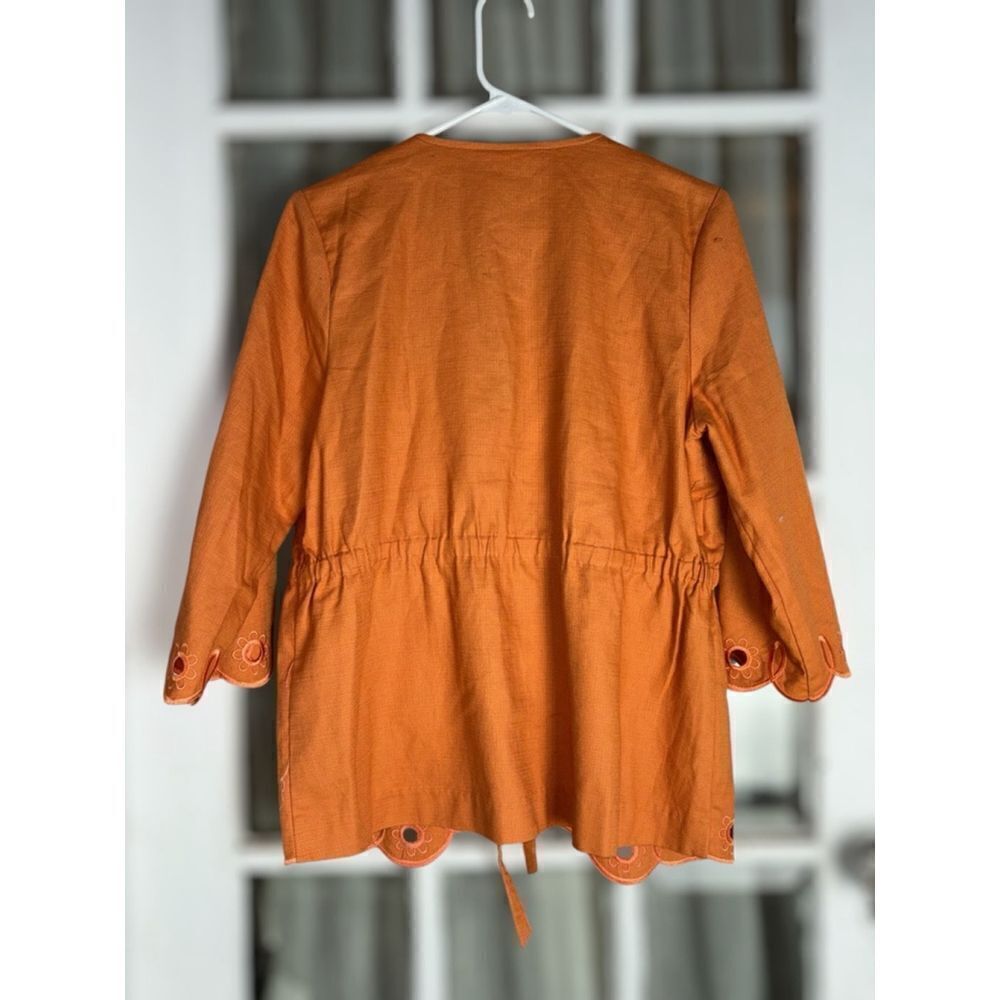 Bob Mackie Women’s Medium Orange Embroidered Front Tie Wearable Art Jacket - Picture 2 of 14